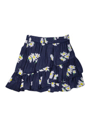 Current Boutique-Ganni - Navy Daisy Print Skirt w/ Ruffles Sz 4