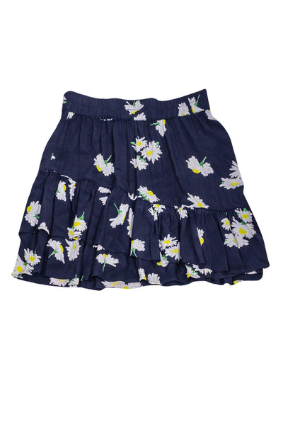 Current Boutique-Ganni - Navy Daisy Print Skirt w/ Ruffles Sz 4