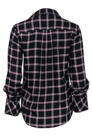 Current Boutique-Generation Love - Black, Red & White Plaid Button-Up Blouse w/ Ruffle Cuffs Sz S