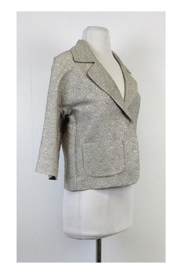 Current Boutique-Gerard Darel - Silver & Blush Floral Embroidered Jacket Sz 8