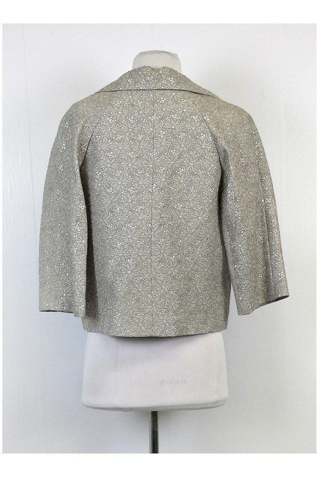 Current Boutique-Gerard Darel - Silver & Blush Floral Embroidered Jacket Sz 8