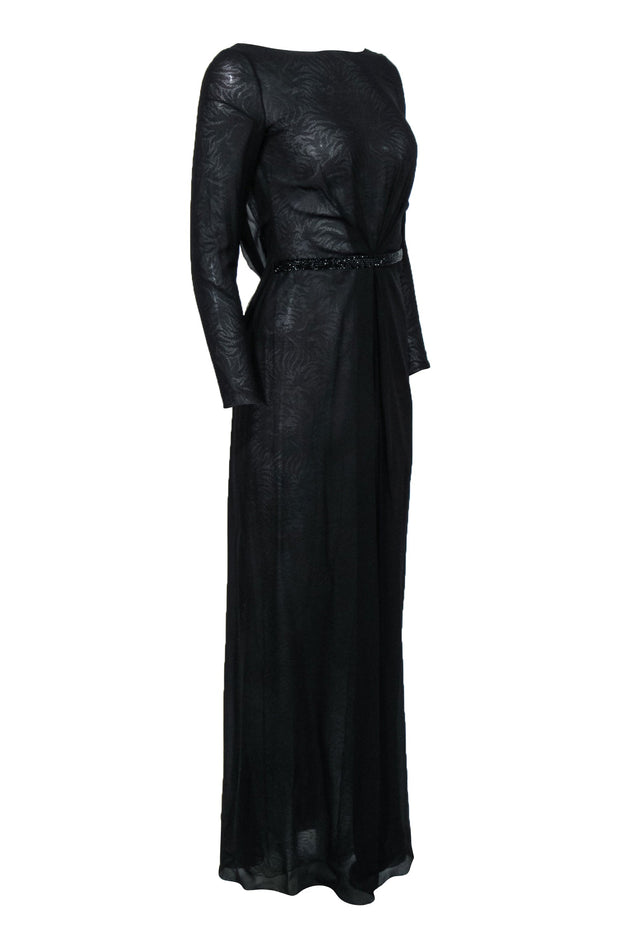 Current Boutique-Gianni Versace - Black Lace Overlay Silk Gown Sz 6
