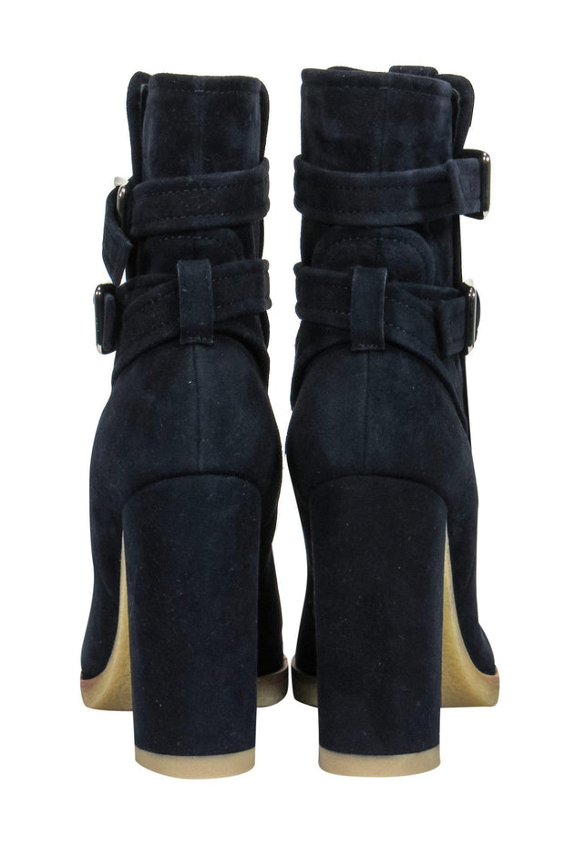 Current Boutique-Gianvito Rossi - Navy Blue Suede Booties Sz 5.5