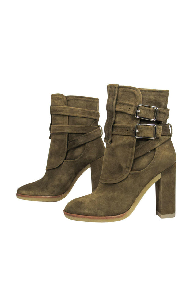 Current Boutique-Gianvito Rossi - Olive Suede Booties Sz 5.5