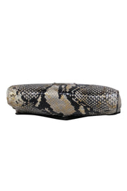Current Boutique-Gigi New York - Beige, Black & Gold Snakeskin Print Fold Over Chain Crossbody