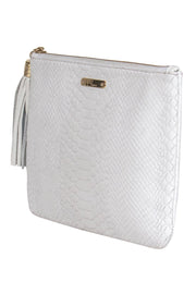 Current Boutique-Gigi New York - White Snakeskin Embossed Clutch