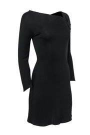 Current Boutique-Giorgio Armani - Black Long Sleeved Gathered Sheath Dress Sz 6