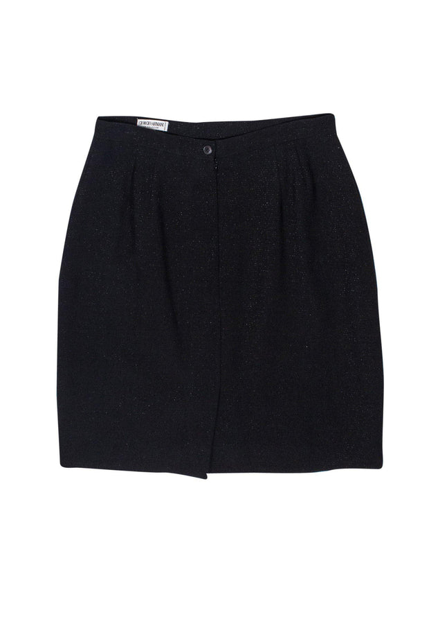 Current Boutique-Giorgio Armani - Black & Metallic Pencil Skirt Sz 12