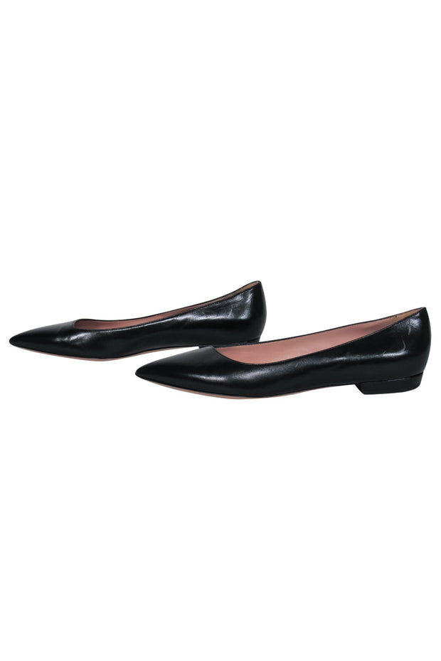 Current Boutique-Giorgio Armani - Black Smooth Leather Pointed Toe Flats Sz 7.5