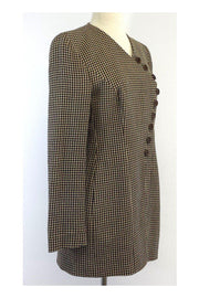 Current Boutique-Giorgio Armani - Brown Houndstooth Wool Jacket Sz M