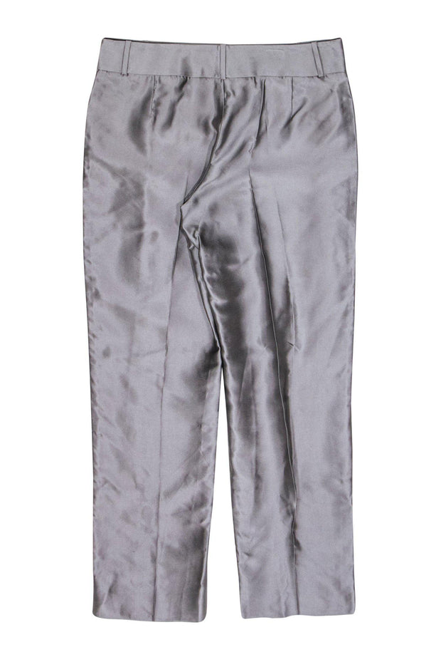 Current Boutique-Giorgio Armani - Grey Shiny Silk Wide Leg Trousers Sz 14