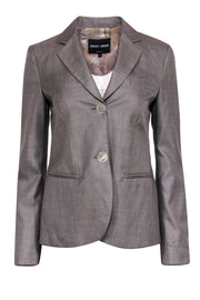 Current Boutique-Giorgio Armani - Grey Two Button Wool & Silk Blazer w/ Gold Hue Sz 4