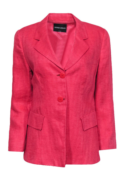 Current Boutique-Giorgio Armani - Hot Pink Linen Double Button Front Blazer Sz M
