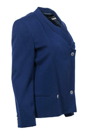 Current Boutique-Giorgio Armani - Navy Blue Asymmetric Double Breasted Jacket Sz 2