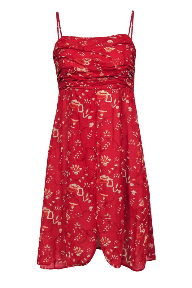 Current Boutique-Giorgio Armani - Red Floral Print Chiffon Dress Sz 8