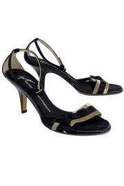 Current Boutique-Giuseppe Zanotti - Black & Tan Velvet Sandal Heels Sz 8.5