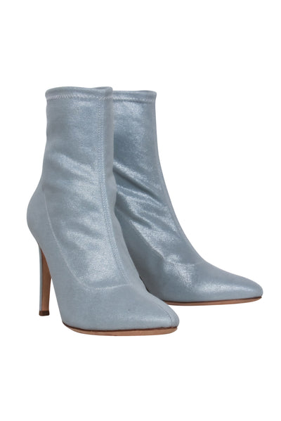 Current Boutique-Giuseppe Zanotti - Light Blue Shimmery Round Toe Booties Sz 9