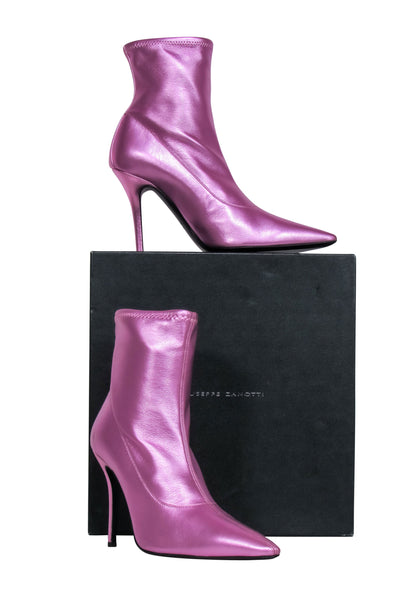 Current Boutique-Giuseppe Zanotti - Metallic Pink Pointed Toe Booties Sz 9
