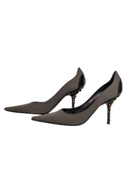 Current Boutique-Giuseppe Zanotti - Olive Green Pointed Toe Pumps w/ Jeweled Heels Sz 7.5