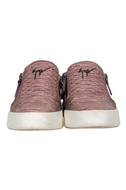 Current Boutique-Giuseppe Zanotti - Pink & Silver Reptile Embossed Zip-Up Platform Sneakers Sz 7