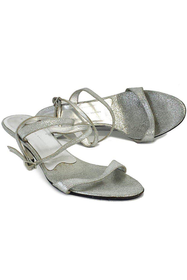 Current Boutique-Giuseppe Zanotti - Silver Sparkle Strappy Heels Sz 7