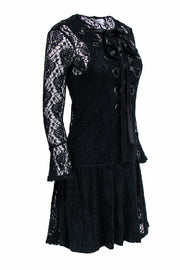 Current Boutique-Givenchy - Black Lace Dress w/ Oversized Lace-Up Front Sz 4