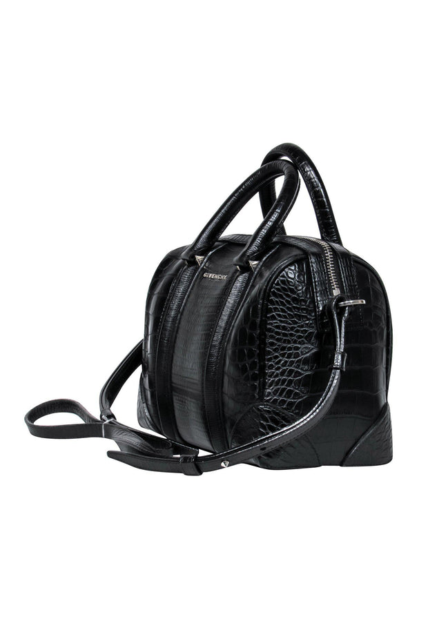 Current Boutique-Givenchy - Black Leather Crocodile Embossed Crossbody