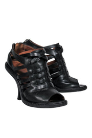 Current Boutique-Givenchy - Black Leather Woven Basket Peep Toe Pumps Sz 7