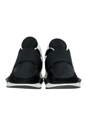 Current Boutique-Givenchy - Black & White Suede & Patent Leather Platform Sneakers w/ Elastic Strap Sz 8