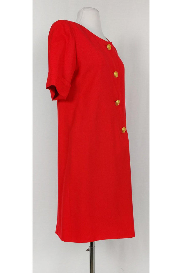 Current Boutique-Givenchy - Red Shift Dress w/ Gold Buttons Sz M
