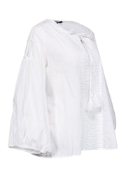 Current Boutique-Givenchy - White Cotton Pintuck Peasant Blouse Sz 10