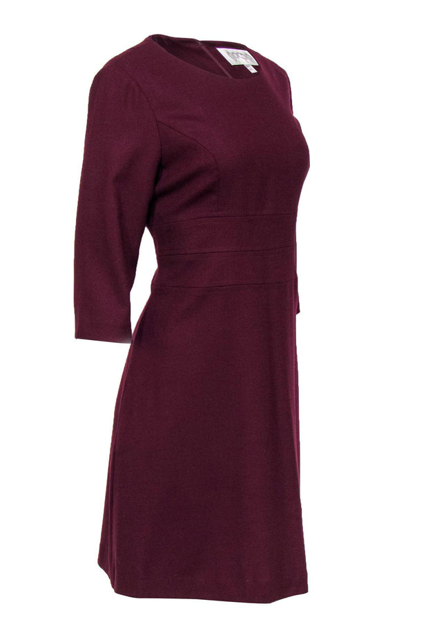 Current Boutique-Goat - Burgundy Three-Quarter Sleeve A-Line Dress Sz 10