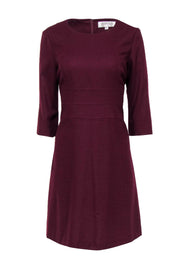 Current Boutique-Goat - Burgundy Three-Quarter Sleeve A-Line Dress Sz 10