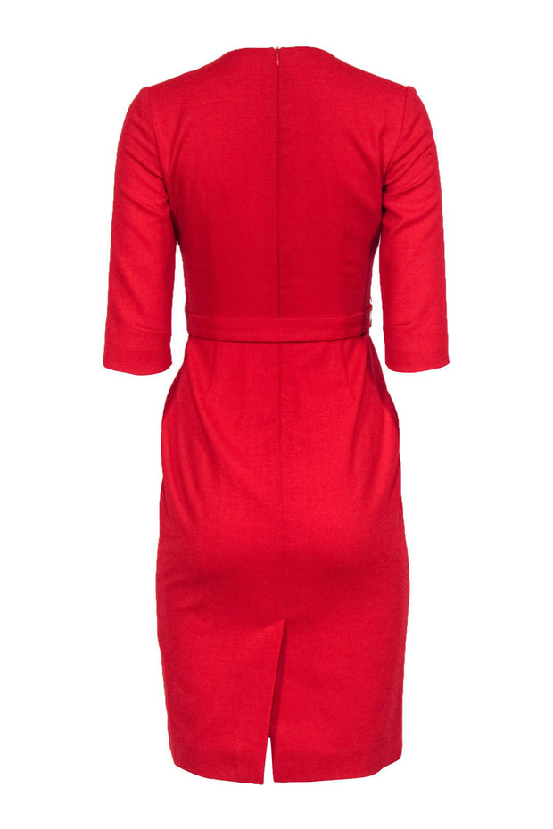 Current Boutique-Goat - Deep Red Cropped Sleeve Sheath Dress w/ Darting Sz 2
