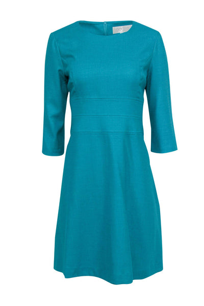 Current Boutique-Goat - Jade Green Quarter Sleeve Wool "Jennifer" Skater Dress Sz 10