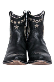 Current Boutique-Golden Goose - Black Western-Style Distressed Boots w/ White Stitching Sz 6
