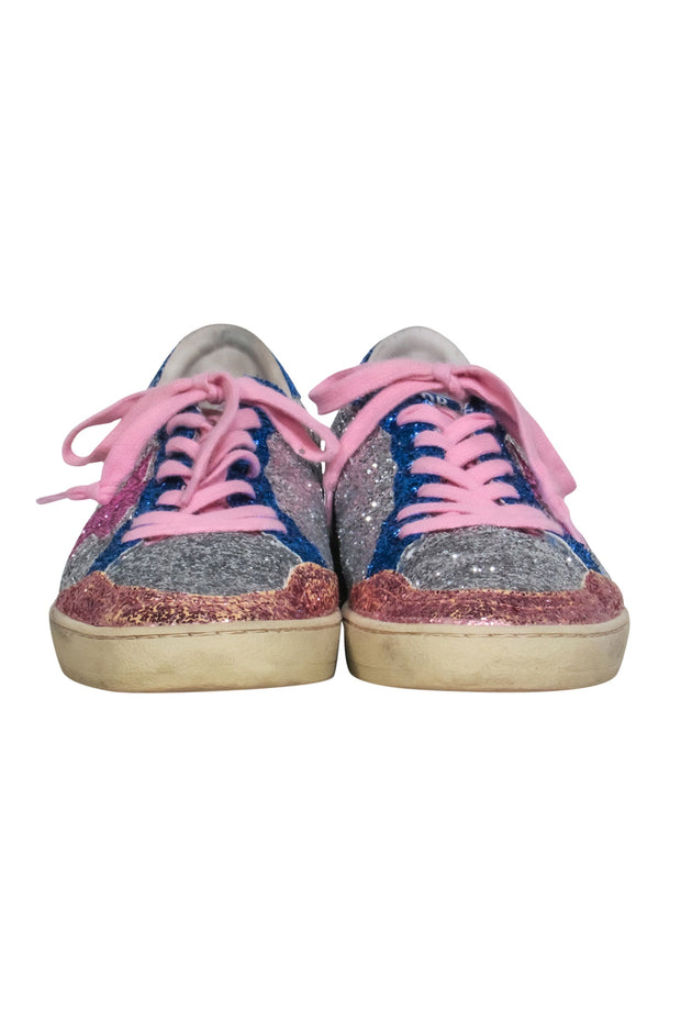 Current Boutique-Golden Goose Shoes - Pink, Silver, and Blue Glitter Color Block Ballstar Sneaker Sz 9