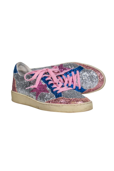 Current Boutique-Golden Goose Shoes - Pink, Silver, and Blue Glitter Color Block Ballstar Sneaker Sz 9