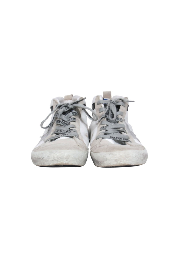 Current Boutique-Golden Goose - White & Grey Leather & Suede "Midstar" Sneakers Sz 9