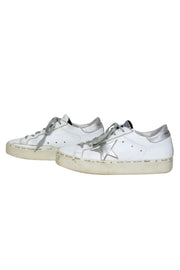 Current Boutique-Golden Goose - White Leather Lace-Up Platform Sneakers w/ Star Embellishments Sz 7