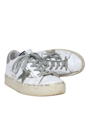 Current Boutique-Golden Goose - White Leather Lace-Up Platform Sneakers w/ Star Embellishments Sz 7