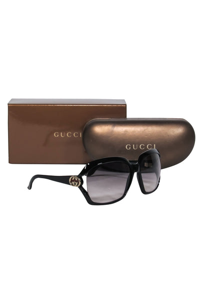 Current Boutique-Gucci - Black Oversized Oval Sunglasses
