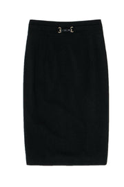 Current Boutique-Gucci - Black Pencil Skirt w/ Horsebit Bamboo Belt Sz 0