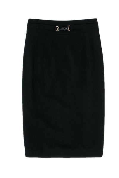 Current Boutique-Gucci - Black Pencil Skirt w/ Horsebit Bamboo Belt Sz 0