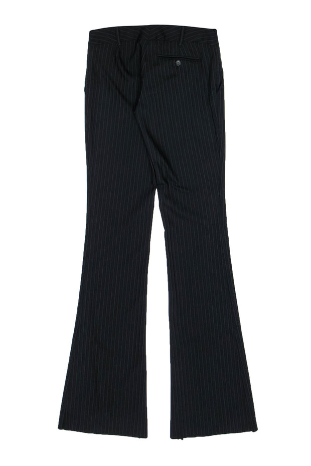 Current Boutique-Gucci - Black Pinstriped Wool Straight Leg Pants w/ Horsebit Detail Sz 0