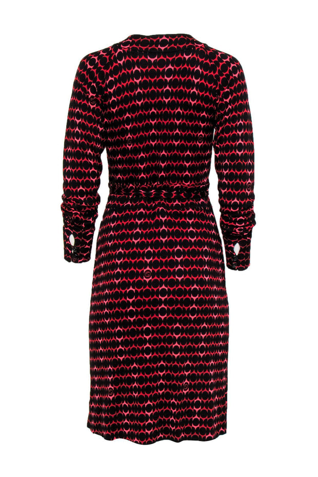 Current Boutique-Gucci - Black & Red Circle Print Wrap Dress Sz M