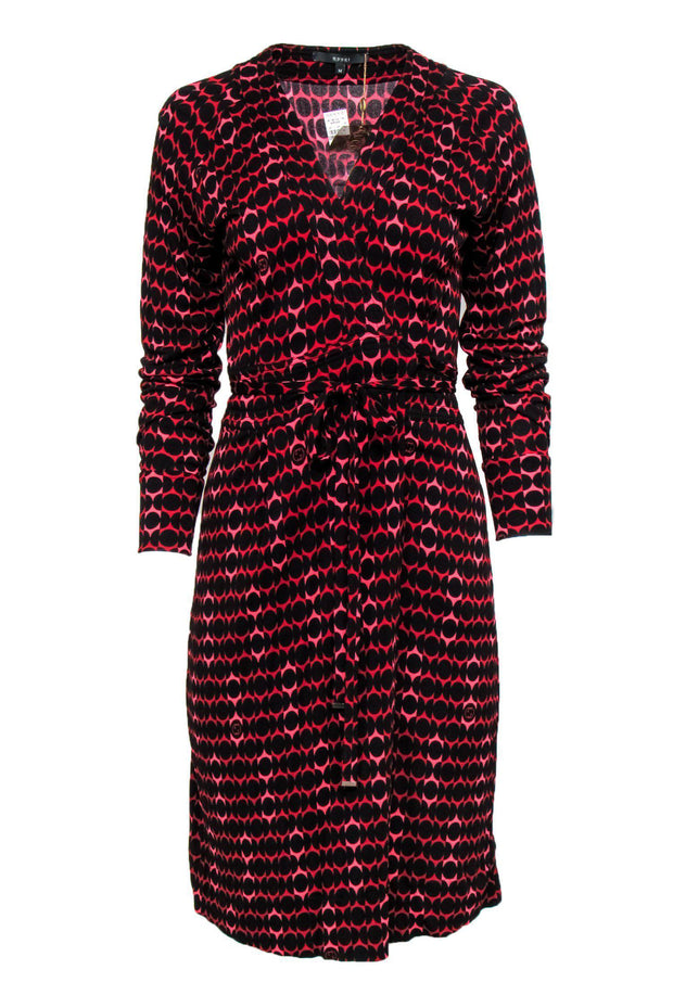Current Boutique-Gucci - Black & Red Circle Print Wrap Dress Sz M