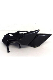 Current Boutique-Gucci - Black Satin Pointed Toe Ankle Strap Pumps Sz 6.5