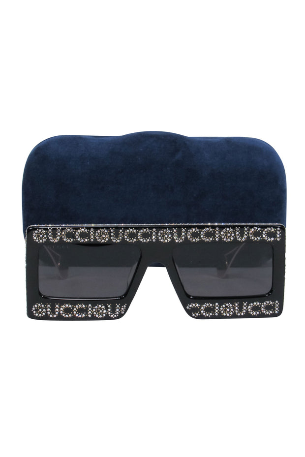 Chanel, shield sunglasses with rhinestones - Unique Designer Pieces