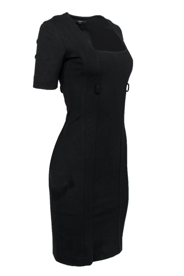 Current Boutique-Gucci - Black Square-Necked Fitted Sheath Dress Sz S